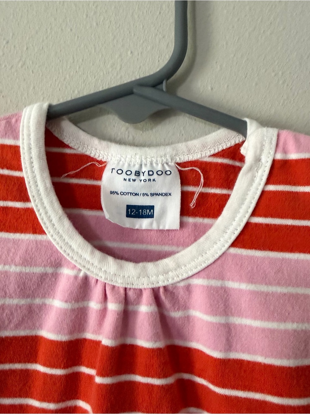 Toobydoo New York Striped Play Dress Pink Orange Cotton Size 12-18M - Picture 3 of 6